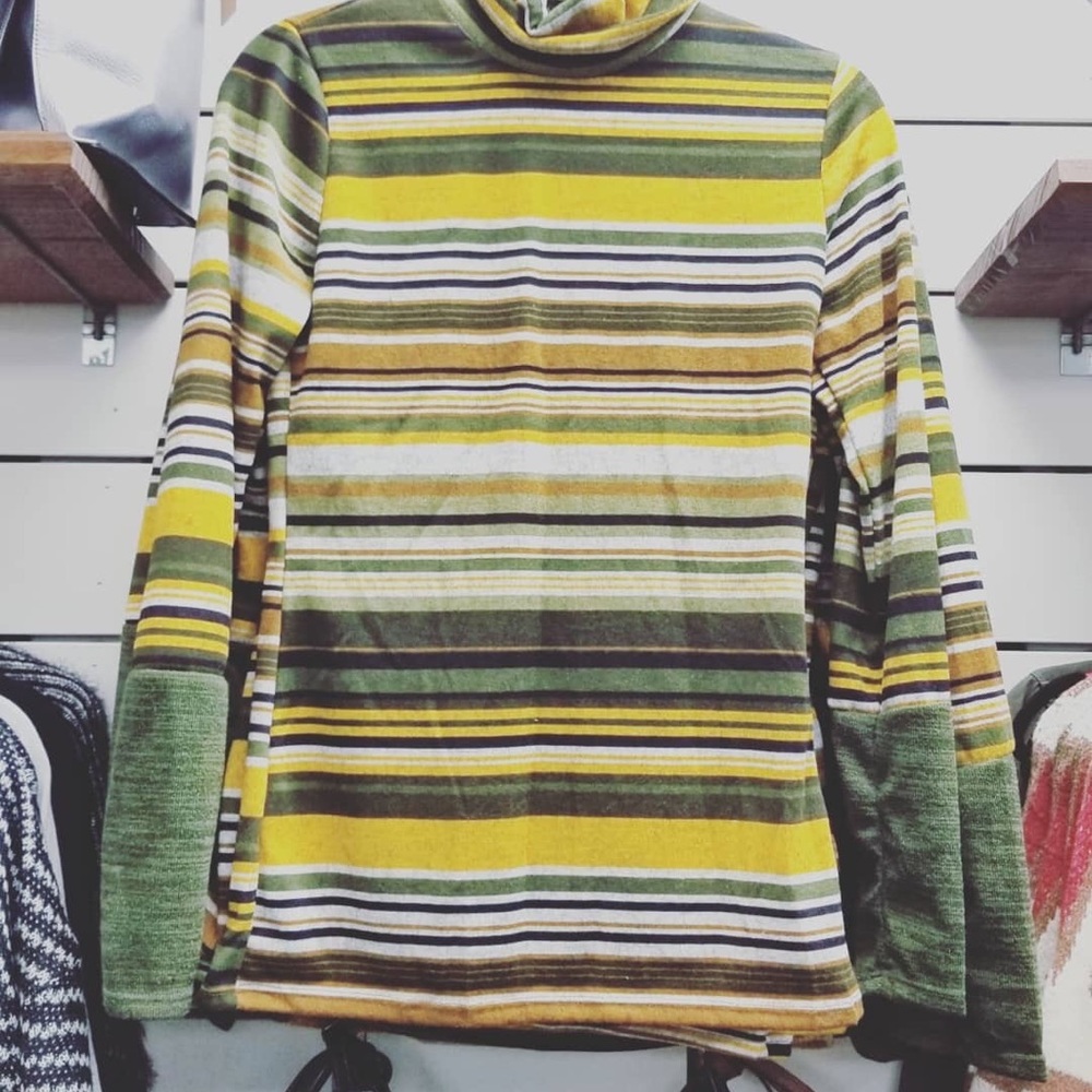 Reborn J Striped Turtleneck Sweater Long Sleeve